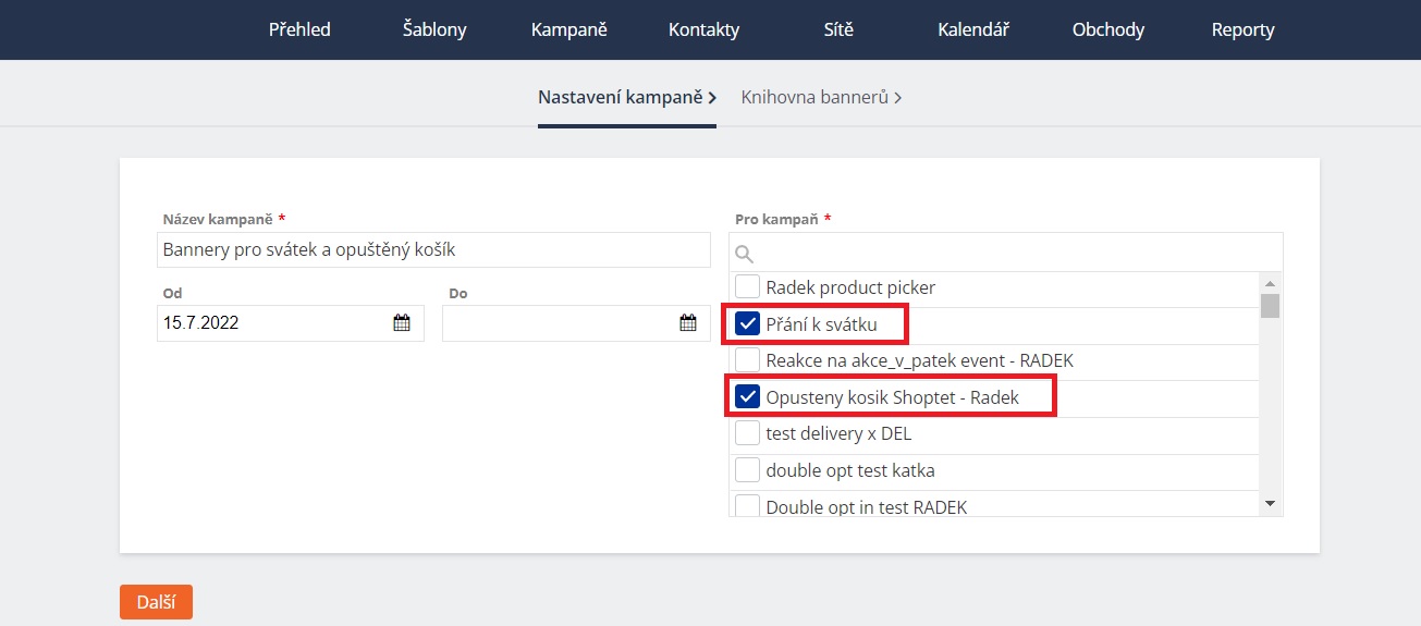 Nastaven&iacute; segmentů
