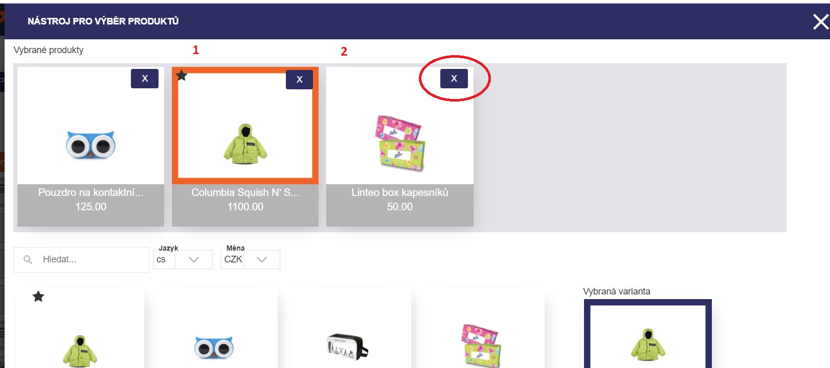 V&yacute;běr konkr&eacute;tn&iacute;ch produktů